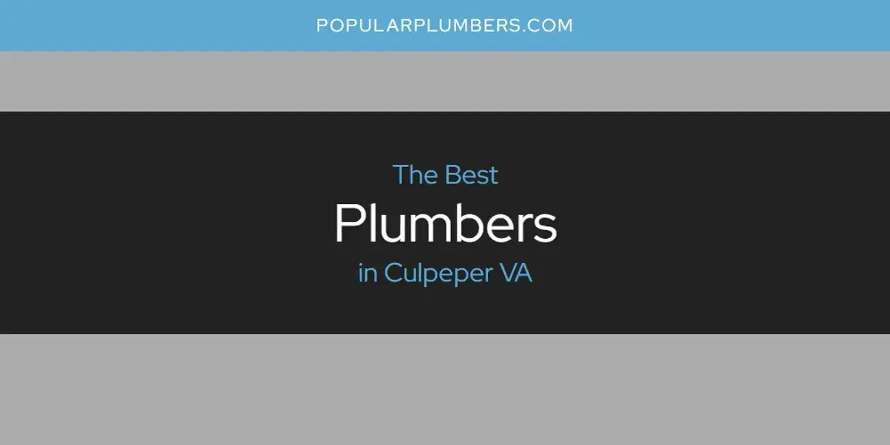 The Absolute Best Plumbers in Culpeper VA  [Updated 2024]
